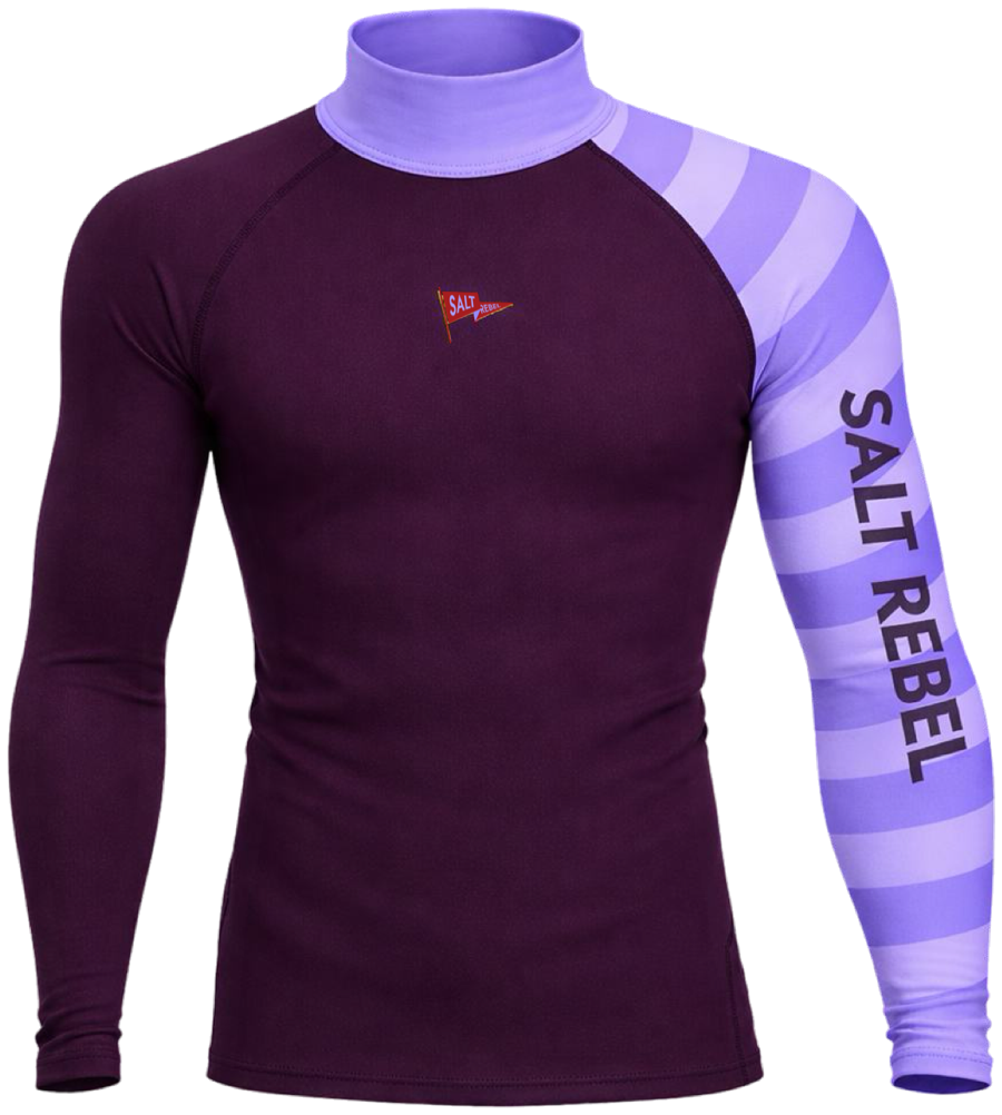 Surge Compression Top in plum with a lavender sleeve